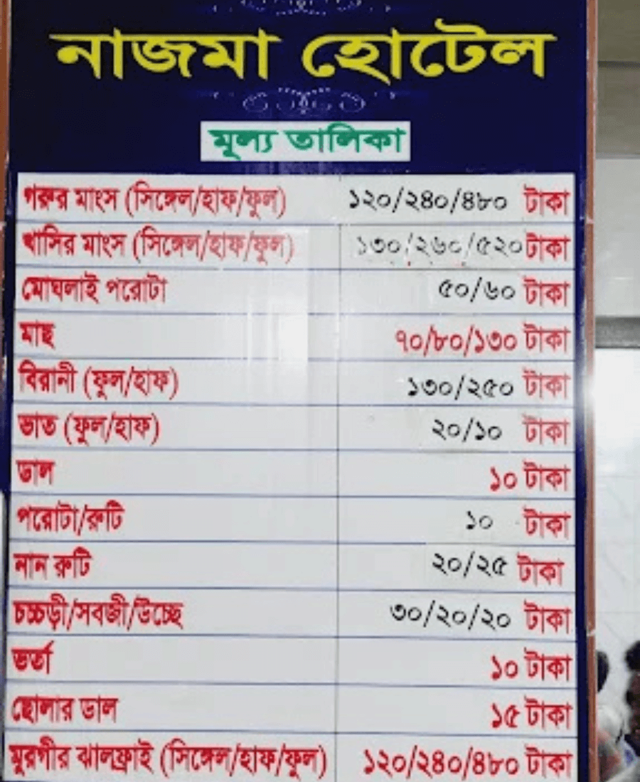 Nazma Price list
